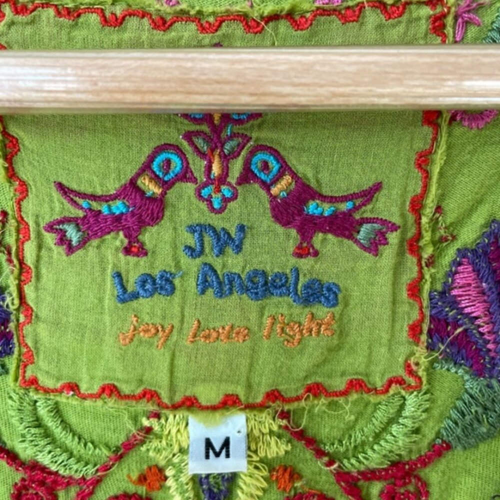 Johnny Was Embroidered Wrap Top Green M - Picture 3 of 5